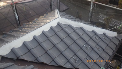 台風被害のあったお宅の南蛮漆喰施工後の様子