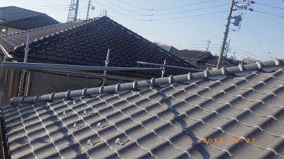 台風被害のあったお宅の南蛮漆喰施工後の様子