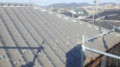 台風被害のあったお宅の南蛮漆喰施工後の様子