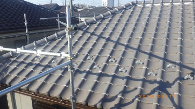 台風被害のあったお宅の南蛮漆喰施工後の様子