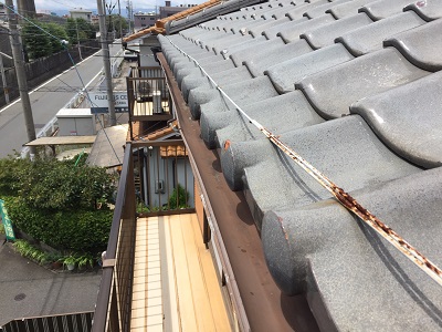 台風被害　雨樋