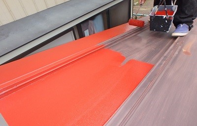 屋根塗装　施工中