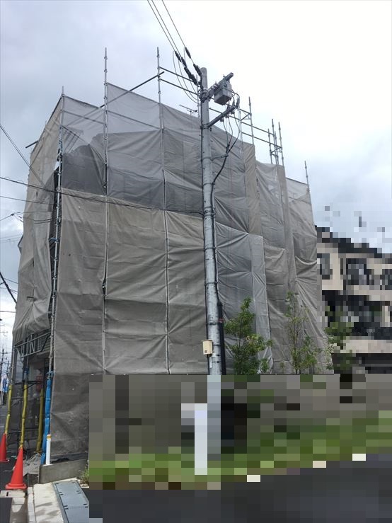 守口市　足場架設完工