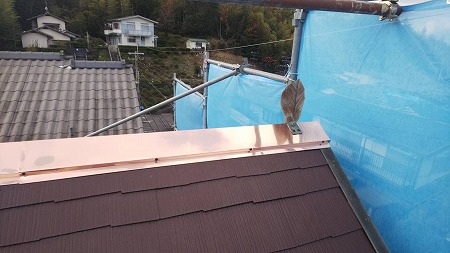 銅製棟板金飾り取付