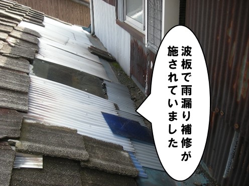 波板で補修していた