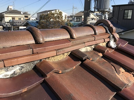 面戸漆喰の剥がれ