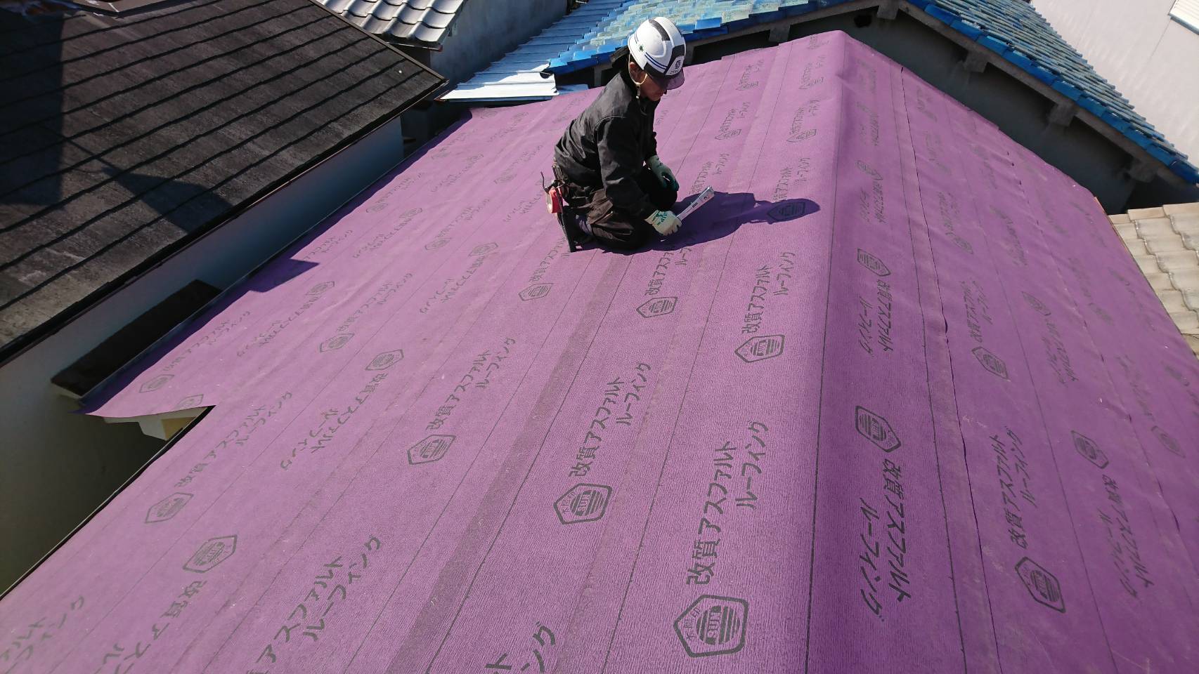 ゴムアスルーフィング留め付け