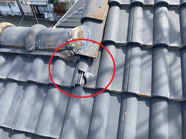 地瓦割れ　大東市