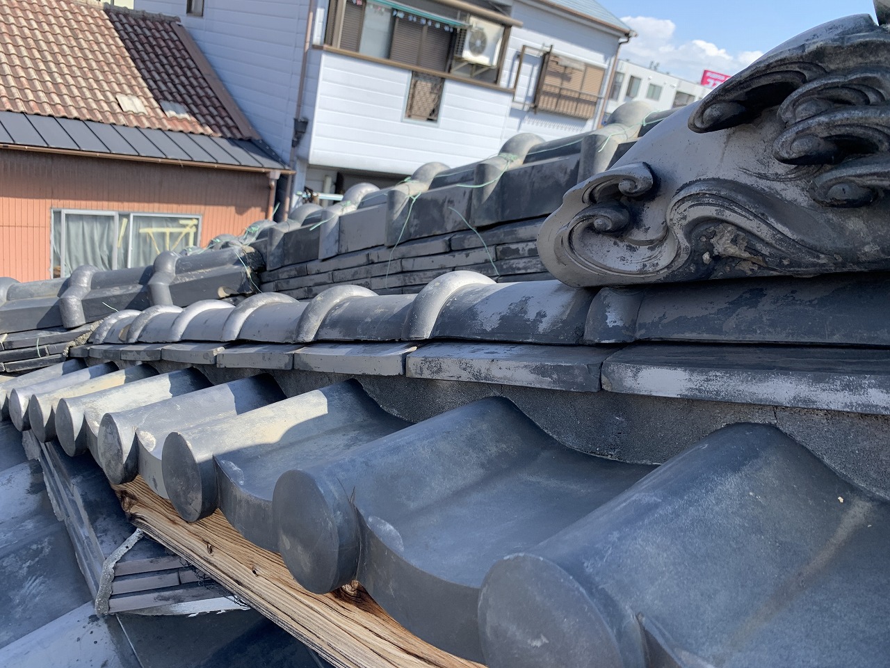 破風際の瓦仕舞の点検