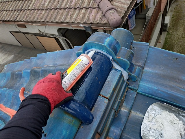 鬼瓦シーリング　寝屋川市