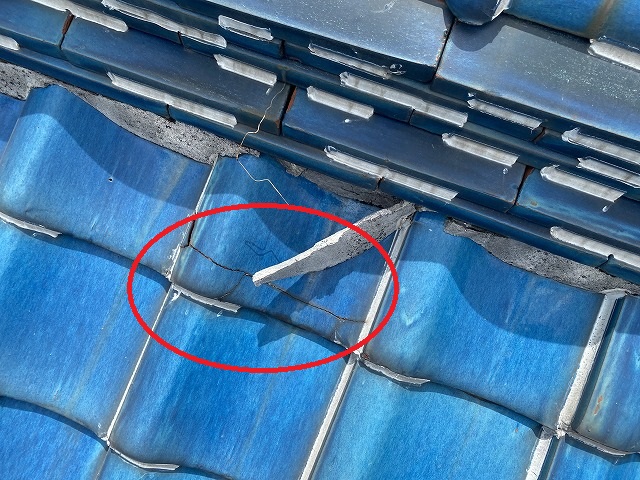 地瓦横割れ　枚方市