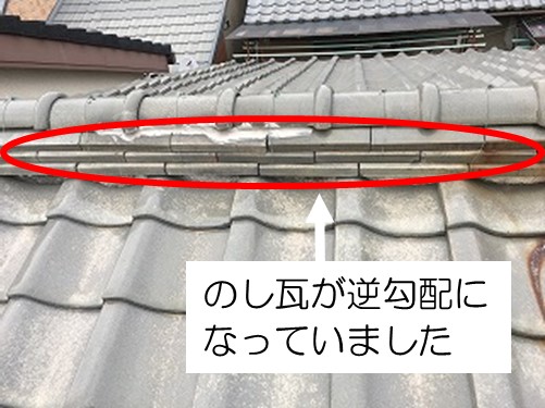 のし瓦の逆勾配
