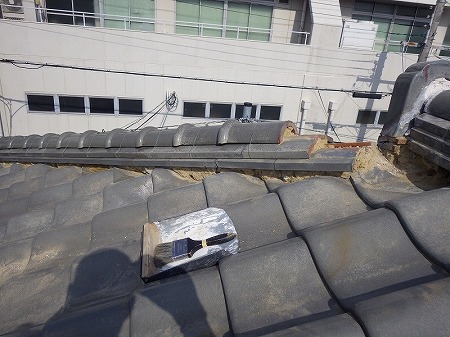 既存面戸漆喰の剥がし