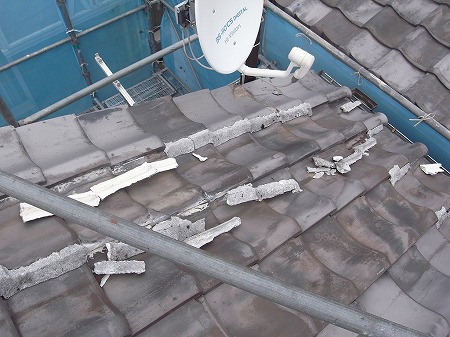 ケラバ瓦漆喰剥がれ