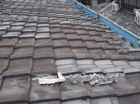 瓦側面漆喰剥がれ