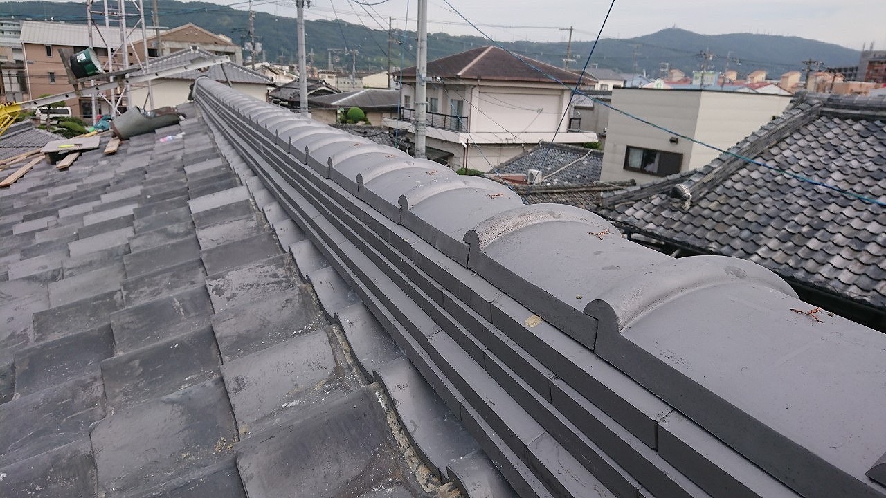 門真市棟瓦施工後