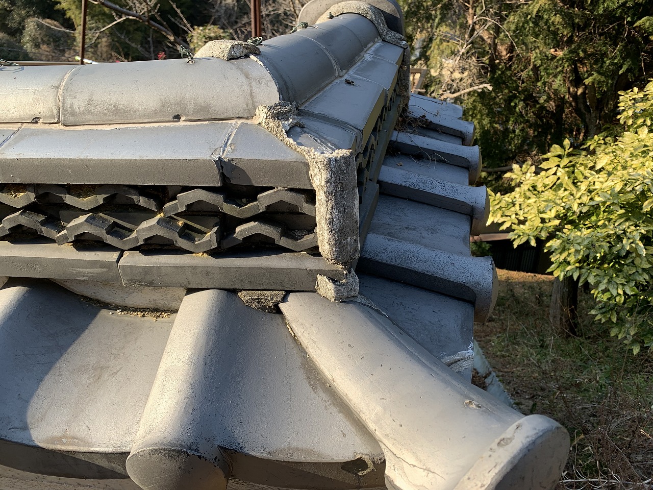 平群町漆喰劣化