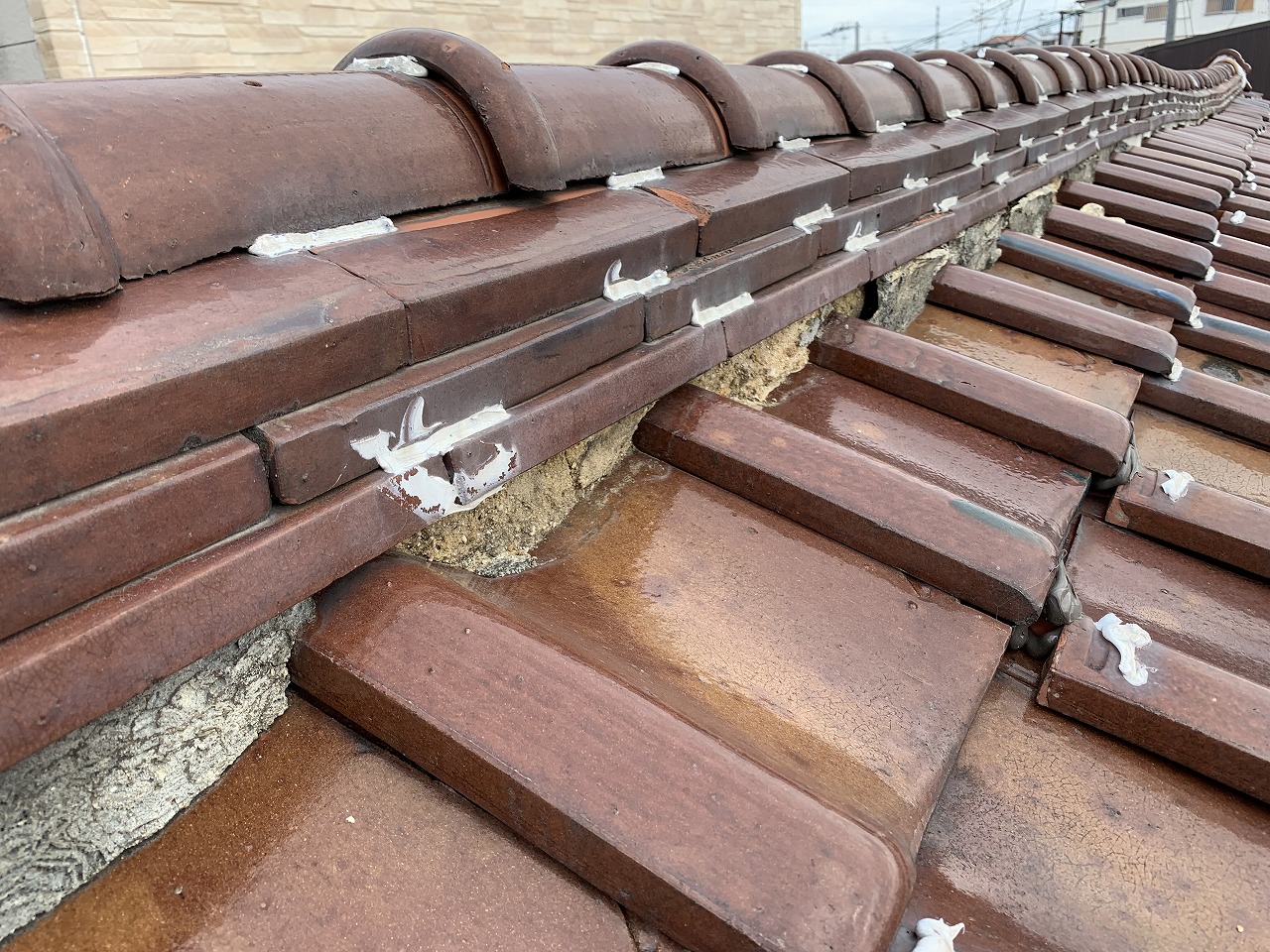 門真市棟面戸漆喰剥がれ