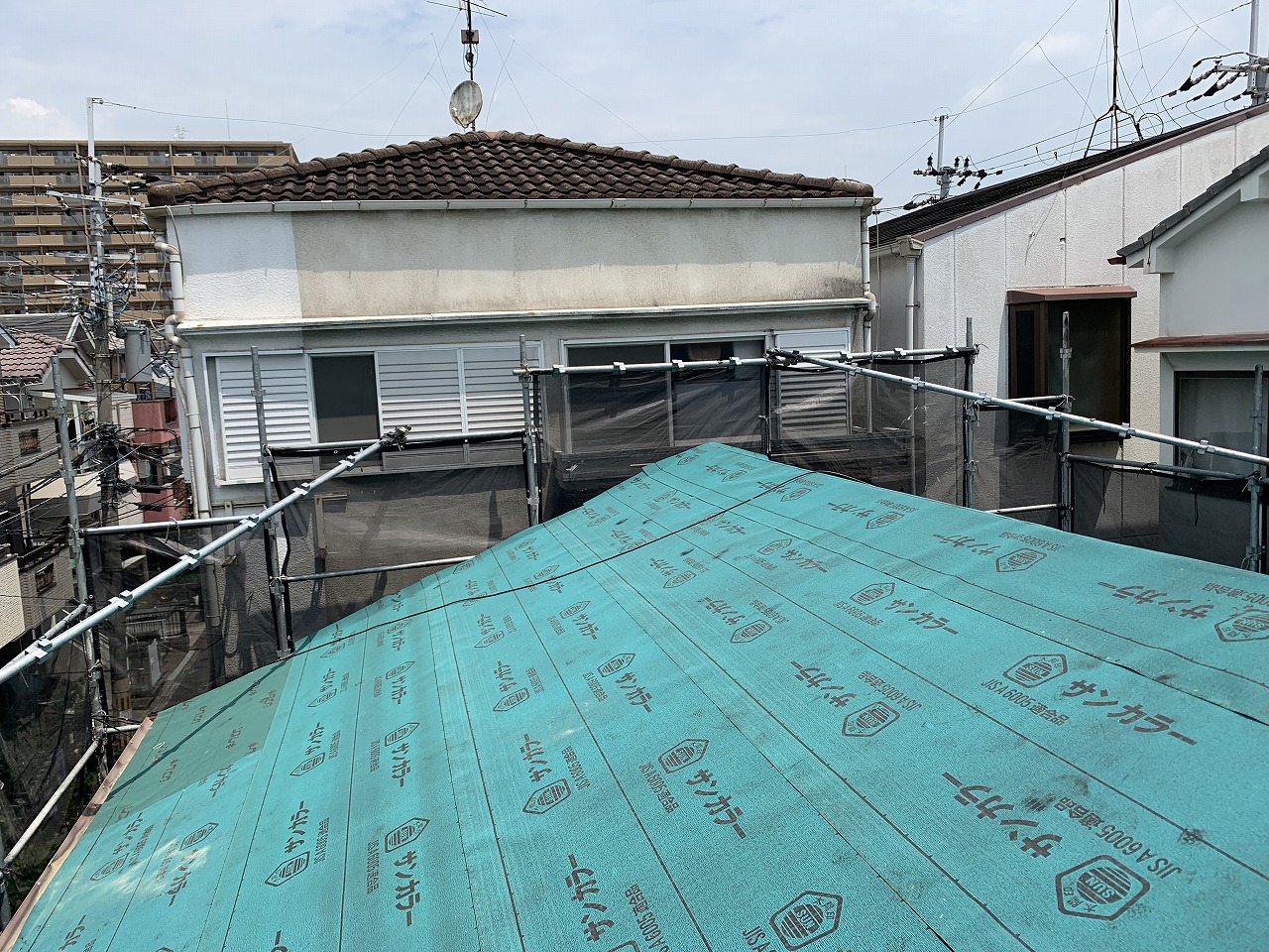 寝屋川市下地防水紙貼り