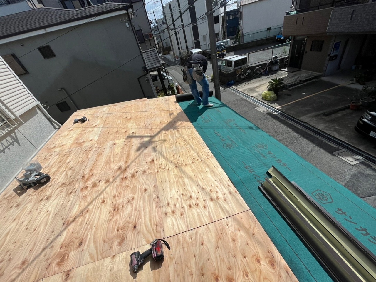 門真市防水紙貼り