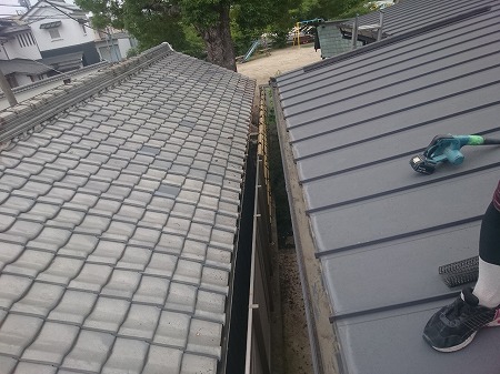 落ち葉除けネットを外して行きます。