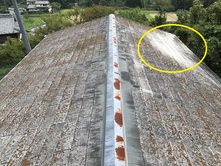 名張市　カラーベスト屋根の点検①の逆向き