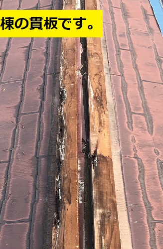 名張市　棟の貫板写真