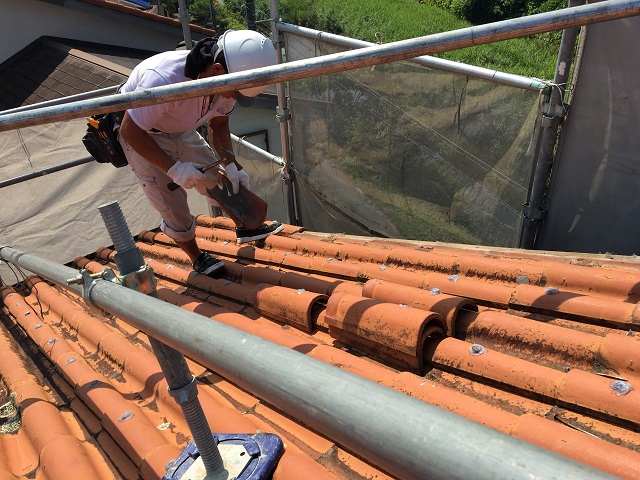 瓦下ろし　袖瓦