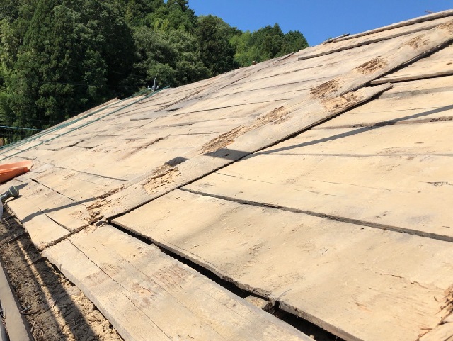 野地板　葺き替え　伊賀市