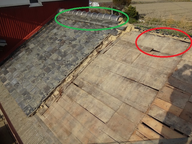 伊賀市　棟雨漏り痕