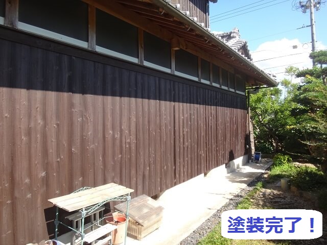 杉板外壁の塗装完了