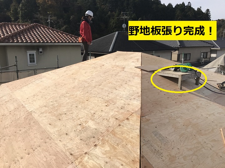 伊賀市　野地板張り完成後の写真