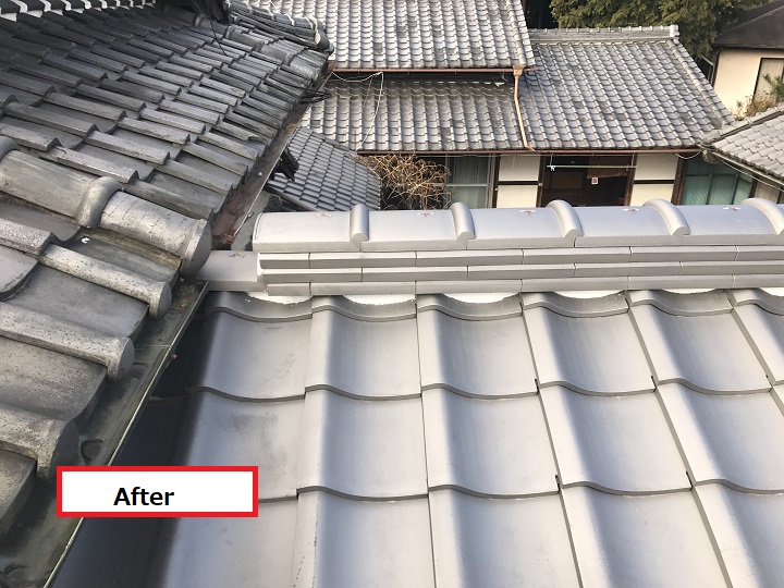 名張市　瓦のし工事後の写真