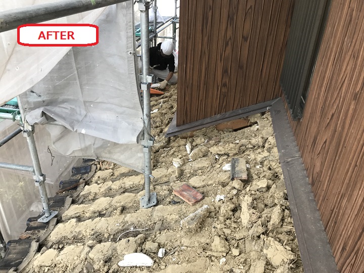 伊賀市　瓦をおろした後の状態