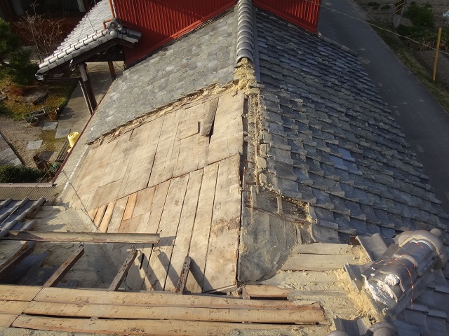 伊賀市　平屋瓦めくり下地写真