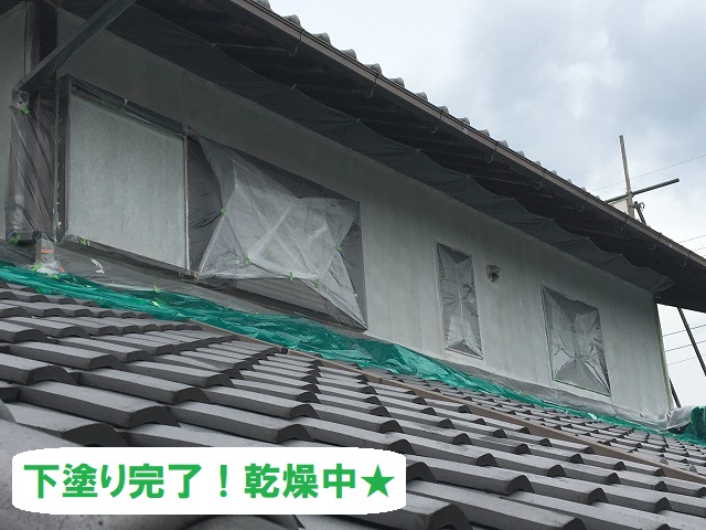 伊賀市　下塗り完了　外壁リフォーム