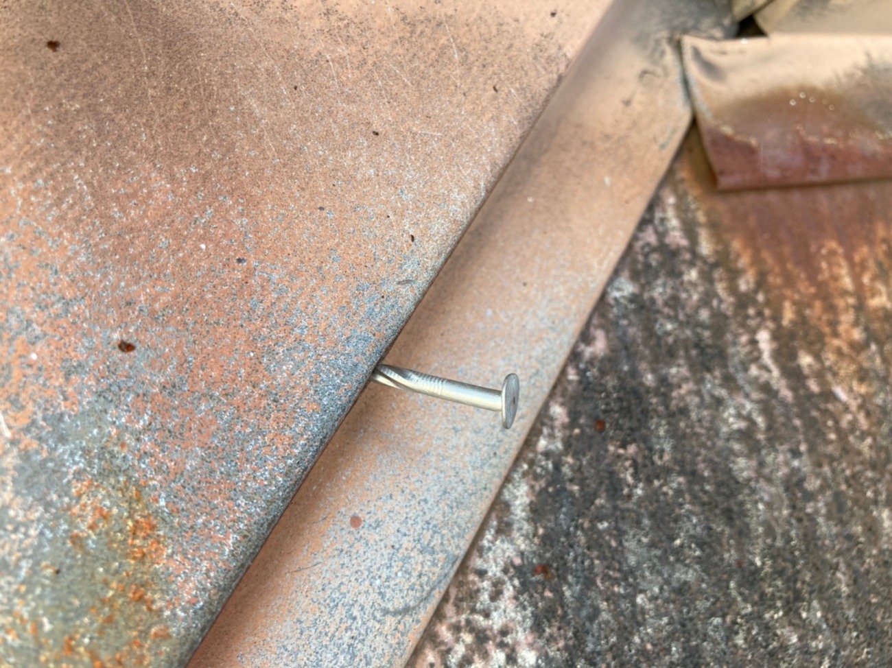 棟板金の劣化症状の一つ「釘浮き」