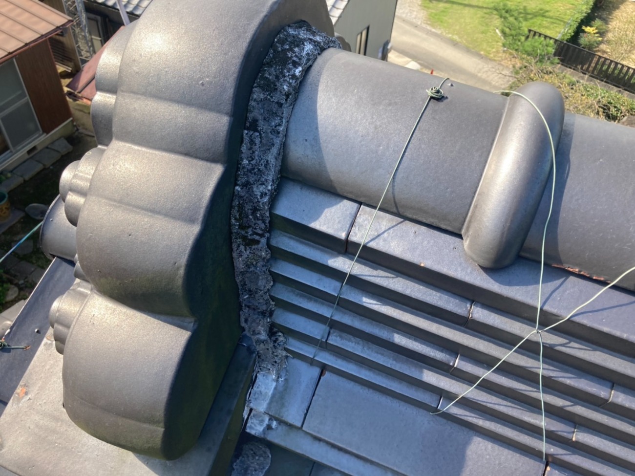 鬼巻きの周りにも漆喰は塗られています