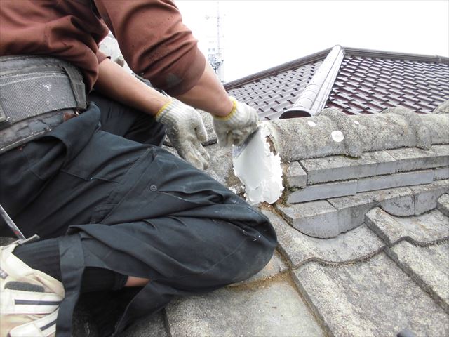 倉敷市　屋根工事　雨漏り跡