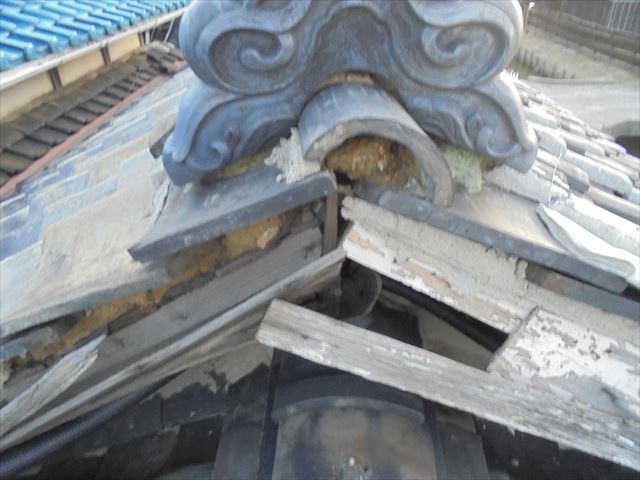 岡山市中区　雨漏り修理　漆喰工事