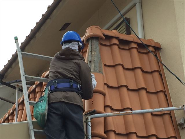 岡山市北区　屋根修理　棟積み直し工事