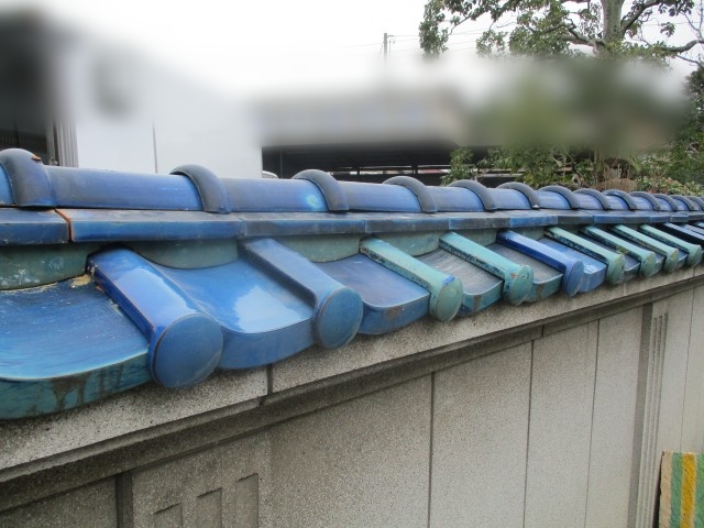 補修完了後の塀瓦