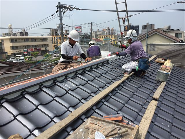 岡山市北区　屋根工事 屋根リフォーム　熨斗つき