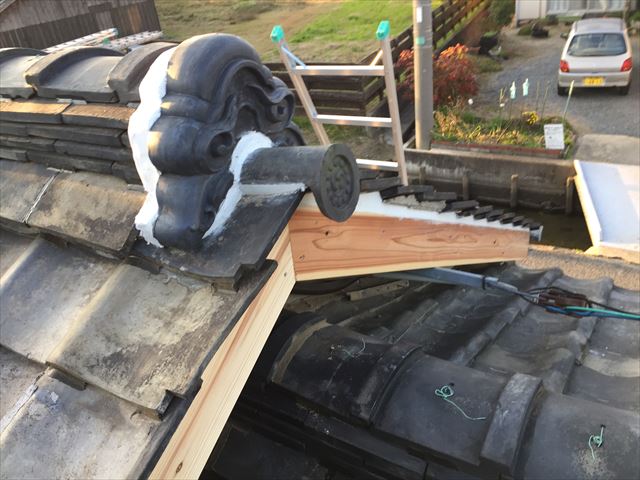 岡山市中区　雨漏り修理　漆喰工事