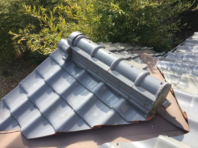 岡山市南区　屋根補修工事　漆喰入れ替え工事