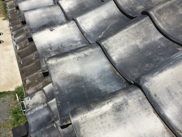 吉備中央町軒瓦欠落　瓦ずれ