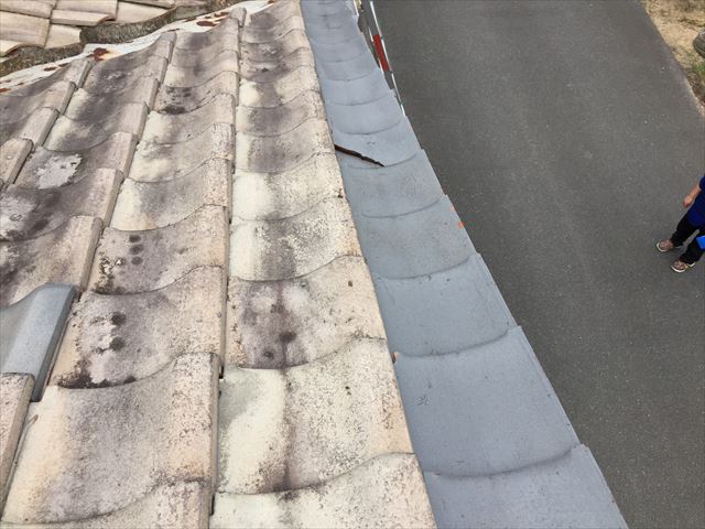 岡山市南区のケラバの瓦の割れ