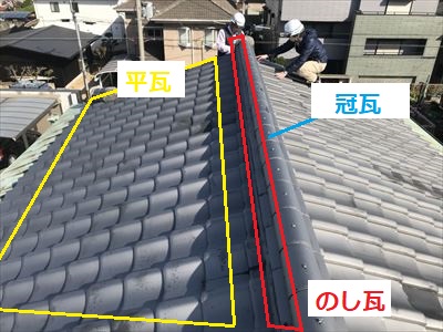 大屋根　瓦の状態