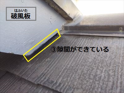 破風板　屋根　隙間　雨漏り
