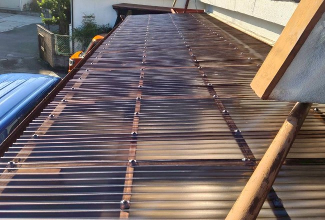 1階テラスの波板屋根張替え